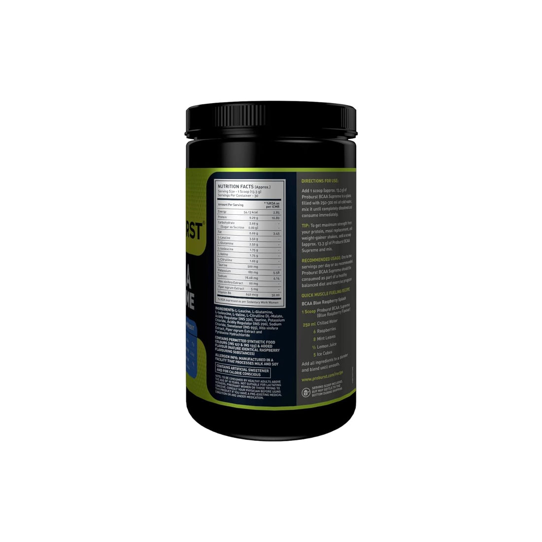 Proburst BCAA Supreme |Supplement For Pre , Post or Intra Workout 400 gm Blue Raspberry