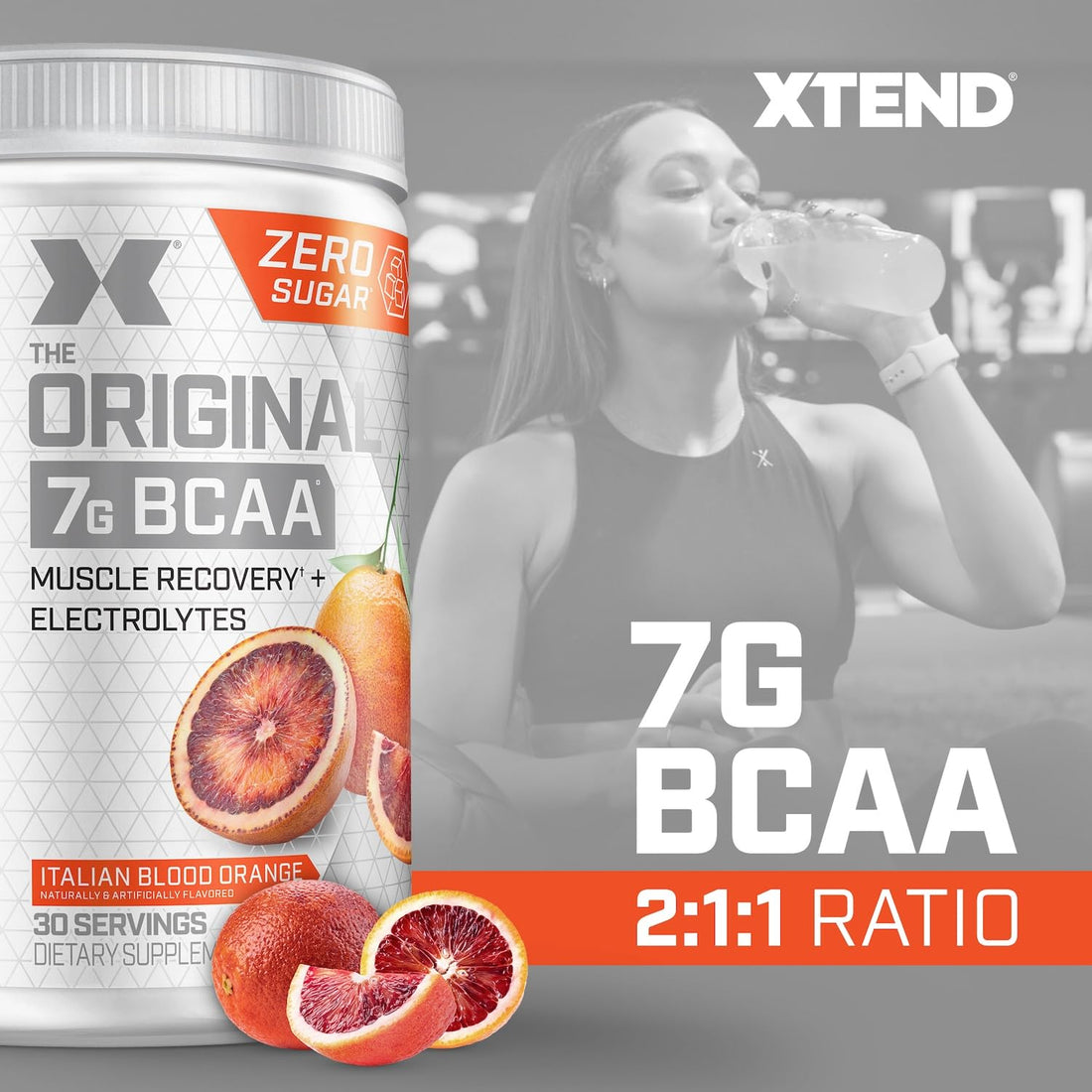 Scivation Xtend BCAAs (Pre - Workout Powder, 7g BCAAs, 0g Carbs, Sugar & Calories, 3.5 Leucine, 2.5g L - Glutamine, 1g Citrulline Malate) - 420 g, Pack of 30 Servings Blood Orange